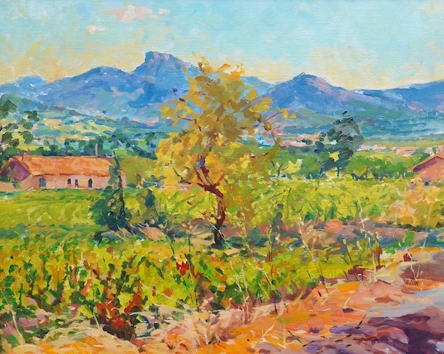 Julia Easterling (b.1941), oil on canvas, 'Vineyard at Carnoules, Provence', signed, 44 x 55cm. Condition - good